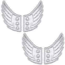 Серебро 2 сочетает ткань с войлочными украшениями для обуви, аксессуары для обуви своими руками, крыло, серебряные, 11x7 см