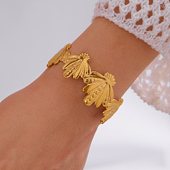 Лист 304 из нержавеющей стали манжеты браслеты, широкие браслеты для женщин, реальный 18 k позолоченный, лист, внутренний диаметр: 2-3/8 дюйм (6 см)