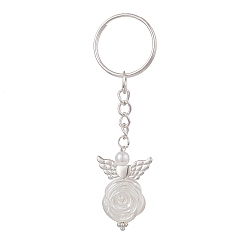 Белый Ангел абс пластик имитация жемчуга кулон брелки, с железными разрезными брелоками, белые, 8.1 см