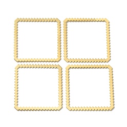 Настоящее золото 24K Латунные соединительные колечки, без свинца и без кадмия, квадратный, реальный 24 k позолоченный, 30x30x0.5 мм, внутренний диаметр: 26 мм