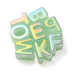 Светло-зеленый Непрозрачные радужные переливающиеся акриловые бусины, случайная буква, светло-зеленый, 21x8.5~20.5x15 мм, отверстие : 4 мм, около 90~100 шт / упаковка