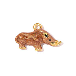 Настоящее золото 18K 304 нержавеющей стальной эмали подвески, обереги носорога, ионное покрытие (ip), долговечный, зеркальная полировка, реальный 18 k позолоченный, 23x15 мм, отверстие : 2 мм