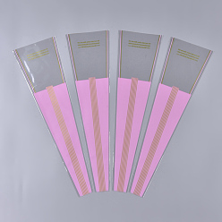 Hot pink Opp Plastikgeschenktüten, einzelne Blumenverpackungsbeutel, Blumenstrauß Tasche, Streifenmuster, für den Lehrertag, hot pink, 45x4~13 cm, 50 PC / Beutel