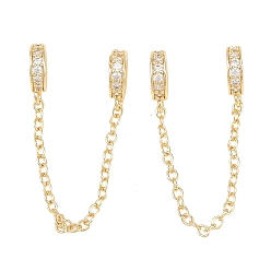 Золотой Латунные микропаве прозрачные кубические циркониевые предохранительные цепи, Кольцевая форма, долговечный, стойки покрытие, золотые, 67.5 мм, отверстие : 5 мм