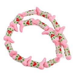 Сердце Бусины из стеклянной эмали, окрашенные в технике запекания, сердце, 23x16.5~17x7.5~8.5 мм, отверстие : 0.8~1.2 мм