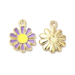 Лиловый Сплав эмали прелести, без кадмия, без никеля и без свинца, золотой свет, цветочный шарм, сирень, 14.5x11.5x2 мм, отверстие : 1.4 мм