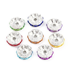 (52) Непрозрачная лаванда Латунные бусины, без кадмия и без свинца, с абс пластмассовой имитационной жемчужиной, плоско-круглые, серебряные, разноцветные, 13x3.5 мм, отверстие : 2 мм