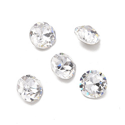 Crystal K9 Glass Rhinestone Cabochons, Pointed Back & Back Plated, Flat Round, Crystal, 6x3.5mm