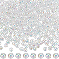 Прозрачный АВ 600 шт прозрачные акриловые бусины, аб цвета покрытием, круглые, ясно AB, 8 мм, отверстие : 2 мм