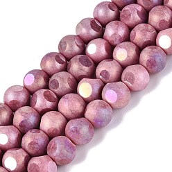 Серо-розавый Нити из непрозрачных стеклянных бусин с эффектом омбре, окрашенные методом гальванического покрытия., круглые, с покрытием AB цвета, граненый(6 граненый), увядшая роза, 8~8.5 мм, отверстие : 1~1.2 мм, около 47~48 шт / нитка, 14.17~14.76 дюйм (36~37.5 см)