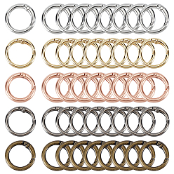 Mixed Color 100Pcs 5 Colors Zinc Alloy Spring Gate Rings, Ring, Mixed Color, 23x4mm, 20pcs/color