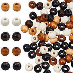 (52) Непрозрачная лаванда 400 шт 5 стили деревянные бусины, круглые, разноцветные, 10~10.5x8.5~9 мм, отверстие : 3.5~4 мм, 80 шт / стиль