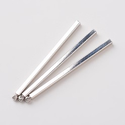 Платина Латунные подвески, стойки покрытие, прямоугольные, платина, 40x2x2 мм, отверстие : 1 мм