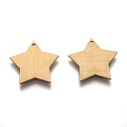 Золотой Ионное покрытие (ip) 304 подвески из нержавеющей стали, пустая бирка с матовой отделкой, лазерная резка, двухсторонний эффект тягового станка, звезда, золотые, 17x17x1 мм, отверстие : 1.2 мм