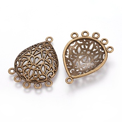Античная Бронза Коннекторы тибетского стиля, без свинца, без кадмии и без никеля, слеза, античная бронза, 37x26.5x1.5 мм, отверстие : 2 мм