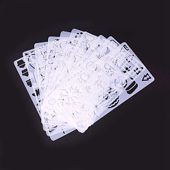 White Kids Cartoon Plastic Hollow Drawing Stencil, Reusable Drawing Template For Kids DIY Scrapbooking, School Projects, White, 17.6x9.6x0.03cm, about 10pcs/set
