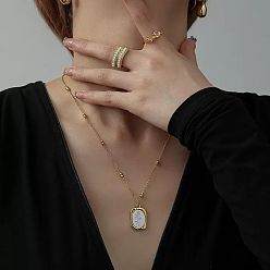 Золотой Прямоугольник с розой 304 ожерелья из нержавеющей стали с подвеской для женщин, золотые, 17.72 дюйм (45 см)