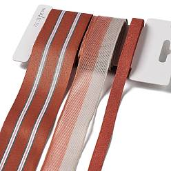 Индийский Красный 9 ярдов 3 стилей полиэфирной ленты, для поделок своими руками, бантики для волос и украшение подарка, красная цветовая палитра, Индийская красная, 3/8~1-5/8 дюйм(10~40мм) около 3 ярдов/стиль