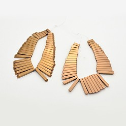 с Покрытием Меди Немагнитные синтетические гематит закончил нити шарик, прямоугольные, с медным покрытием, 10~30x4x4 мм, отверстие : 1 мм, около 41 шт / нитка, 7 дюйм