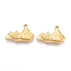 Настоящее золото 18K 201 подвески из нержавеющей стали, горное очарование, ионное покрытие (ip), реальный 18 k позолоченный, 14.5x21x2.5 мм, отверстие : 1.2 мм