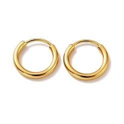 Настоящее золото 18K Вакуумное покрытие pvd 201 серьги-кольца из нержавеющей стали, с 304 штифтов из нержавеющей стали, реальный 18 k позолоченный, 12 датчик, 14x2 мм, штифты : 0.8 мм