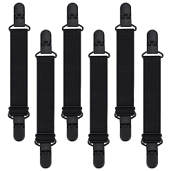 Черный 6 шт. полиэстеровые регулируемые резинки-зажимы для детских тапочек, с пластиковыми пряжками, чёрные, 155~205x38x4 мм