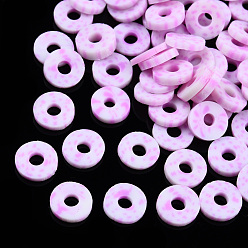 Orchidée Perles en fimo faits à la main, disque / plat rond, perles heishi, orchidée, 6x1mm, Trou: 1.8mm, environ3330 pcs / 1000 g