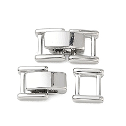 Real Platinum Plated SHEGRACE Brass Watch Band Clasps, Cadmium Free & Lead Free & Nickel Free, Rectangle, Real Platinum Plated, 16x8.5x4mm