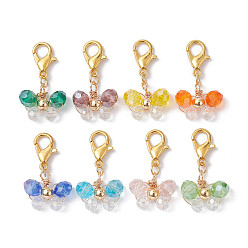 Mixed Color Alloy Glass Pendant Decorations, Butterfly, Mixed Color, 25~26mm, about 8pcs/set