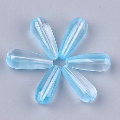 Светло-Голубой Прозрачные брызги, окрашенные распылением, слеза, Небесно-голубой, 19x8 мм, отверстие : 1.4 мм