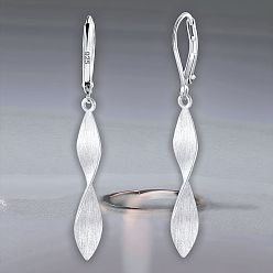 Серебро Серьги с застежкой-рычагом из латуни, серебряные, 32 мм