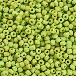 Green Yellow Glass Seed Beads, Opaque Colours Seed, Small Craft Beads for DIY Jewelry Making, Round, Green Yellow, 3mm, Hole:1mm, about 10000pcs/pound