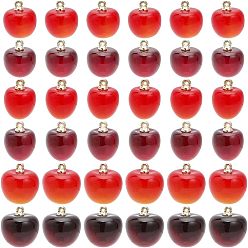 Mixed Color 36Pcs Plastic Pendants, with Golden Tone CCB Plastic Loops, Cherry Charms, Mixed Color, 20~23.5x15~20mm, Hole: 1.2mm
