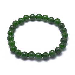 TaiWan Jade Natural TaiWan Jade Bead Stretch Bracelets, Round, Dyed, 2 inch~2-3/8 inch(5~6cm), Bead: 5.8~6.8mm