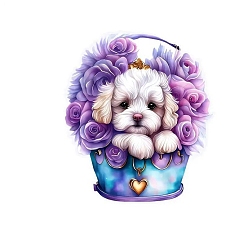 Темная Орхидея Собака с цветочной корзиной акриловые подвесные украшения, для украшения зеркала заднего вида автомобиля, темные орхидеи, Кулон : 80 мм