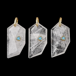 Quartz Crystal Natural Quartz Crystal Pendants, Others, Golden, 40~40.5x20.5~21x9.5~10mm, Hole: 6x6.5mm