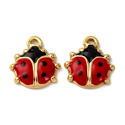 Красный 304 нержавеющей стальной эмали подвески, божья коровка прелести, вакуумное покрытие pvd, реальный 18 k позолоченный, красные, 17.5x15.5x3 мм, отверстие : 1.3 мм