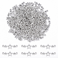 Античное Серебро 100 шт. подвески из сплава в тибетском стиле, ссылки с тройной звездой, никель, античное серебро, 9x25x1.5 мм, отверстие : 1.5 мм