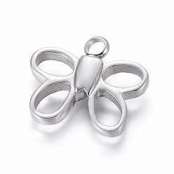 Stainless Steel Color Non-Tarnish 304 Stainless Steel Pendants, Perfume Bottle, Butterfly, Stainless Steel Color, 24x27x5.5mm, Hole: 4mm