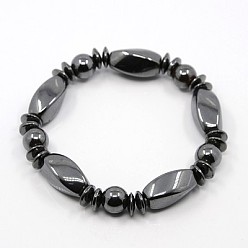 (405) Непрозрачный AB вишня Эластичные браслеты из немагнитного синтетического гематита, с черным покрытием, 52 мм