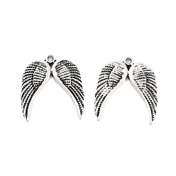 Античное Серебро Стойки обшивки кулон сплава, гальваническое покрытие, не содержит никель-кадмия и свинца, крыло, античное серебро, 21x19x1 мм, отверстие : 1.2 мм