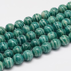 Vert Mer Moyen Russie naturel perles amazonite brins, Grade a, ronde, vert de mer moyen, 10mm, trou: 1mm, environ 39 pcs/chapelet