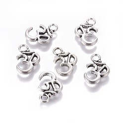 Античное Серебро Подвески из сплава , без кадмия, без никеля и без свинца, символ аум / ом, античное серебро, 15.5x10.5x2 мм, отверстие : 2.5 мм