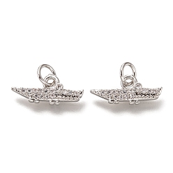 Платина Латунные микропаве прозрачные кубические циркониевые подвески, без кадмия и без свинца, долговечный, форма аллигатора, платина, 6.5x15x2 мм, отверстие : 3 мм