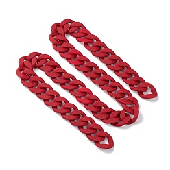 Red Handmade Acrylic Curb Chain, for Purse Strap Handbag Link Chains Making, Red, 38.5x32.5x6.5mm, about 3.28Feet/strand(1m/strand)
