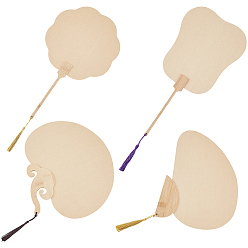 Белый Навахо 4шт. 4 стили бумажные веера, с ПВХ фурнитурой, разнообразные, навахо белый, 210~260x175~215x6~7 мм, 1 шт / стиль