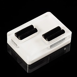 White Organic Glass Ring Displays, with Black Velvet, Rectangle, White, 50x70x19mm