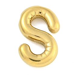Letter S Ионное покрытие (ip) 304 подвески из нержавеющей стали, шарм-буква, золотые, Письмо с, 23.5x15x5 мм, отверстие : 2x1.5 мм