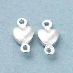 Посеребрённый Подвески из латуни, без кадмия и без свинца, сердечные ссылки, 925 серебро покрытием, 8.5x4.5x2 мм, отверстие : 1 мм