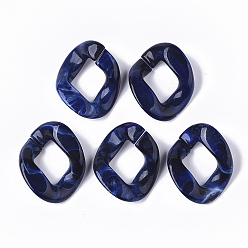 Dark Blue Acrylic Linking Rings, Quick Link Connectors, For Curb Chains Making, Imitation Gemstone Style, Twist, Dark Blue, 36x35x7mm, Inner Diameter: 16x14mm, about: 135pcs/500g